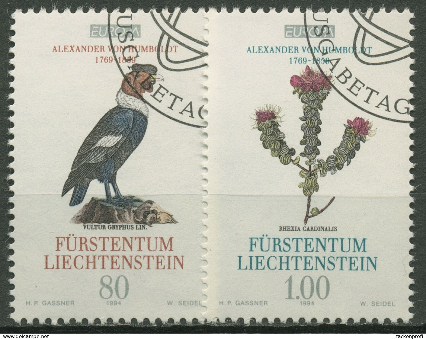 Liechtenstein 1994 Europa CEPT Entdeckungen A. V. Humbold 1079/80 Gestempelt - Usados