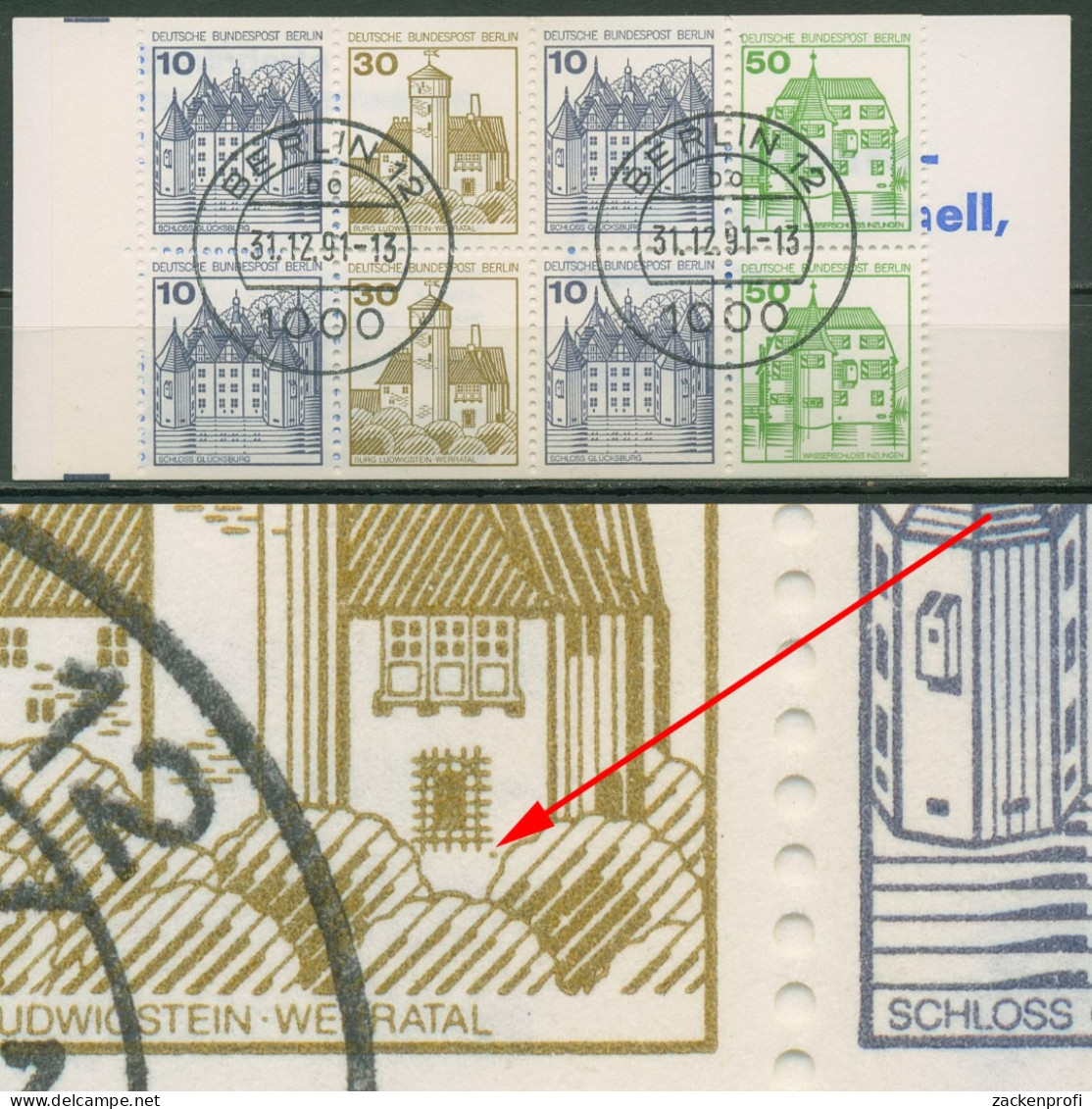 Berlin Markenheftchen 1980 B&S Zählbalken Plattenfehler MH 11 O MZ PF II Gest. - Errors & Oddities