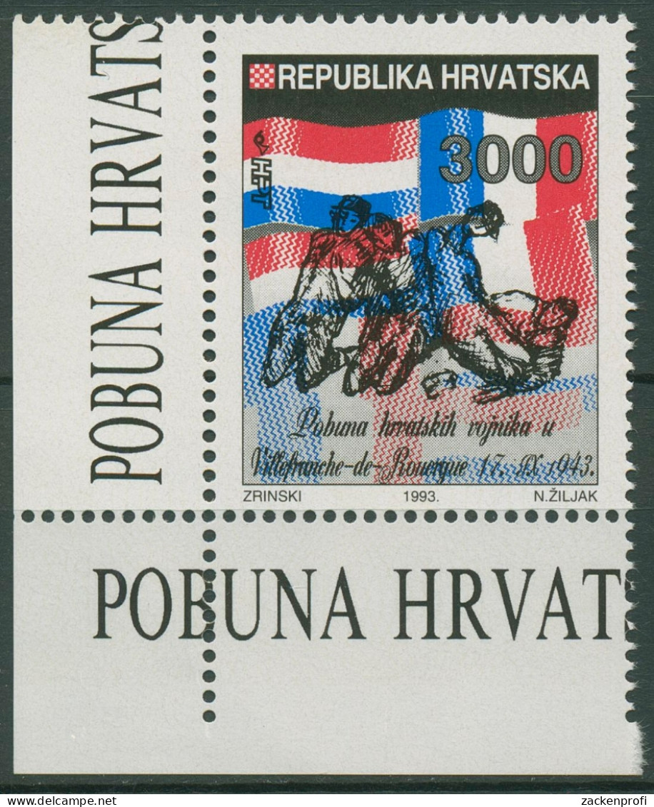 Kroatien 1993 Soldatenaufstand Villefrance-de-Rouergue 258 Ecke Postfrisch - Croatie