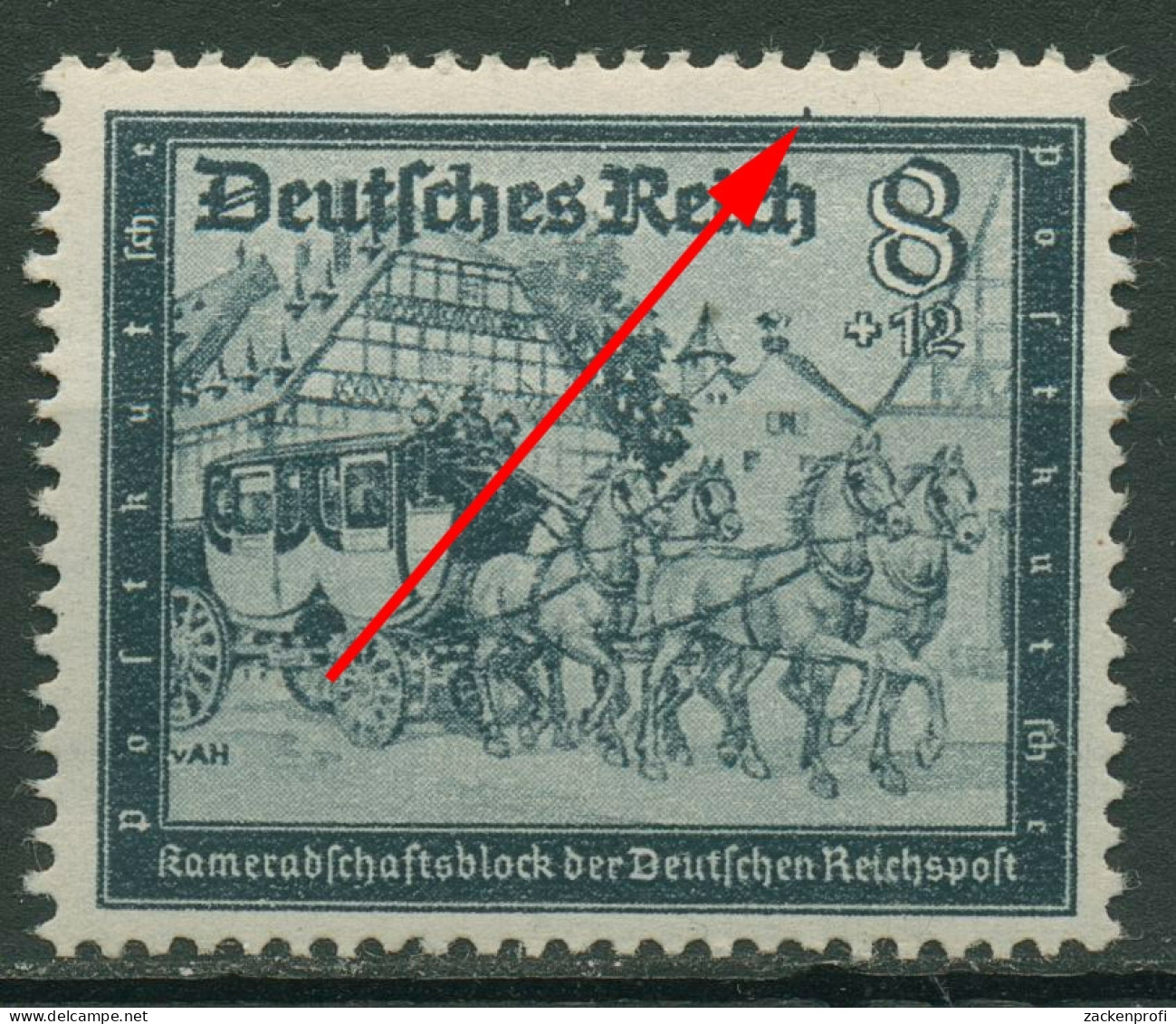 Deutsches Reich 1944 Reichspost Mit Plattenfehler 889 IV Mit Falz - Abarten & Kuriositäten