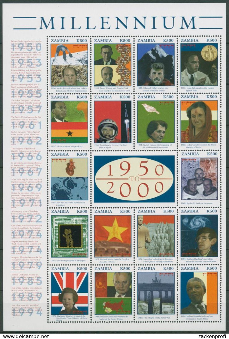 Sambia 2000 Millennium Bedeutende Ereignisse 1085/02 ZD-Bg. Postfrisch (SG40001) - Zambie (1965-...)