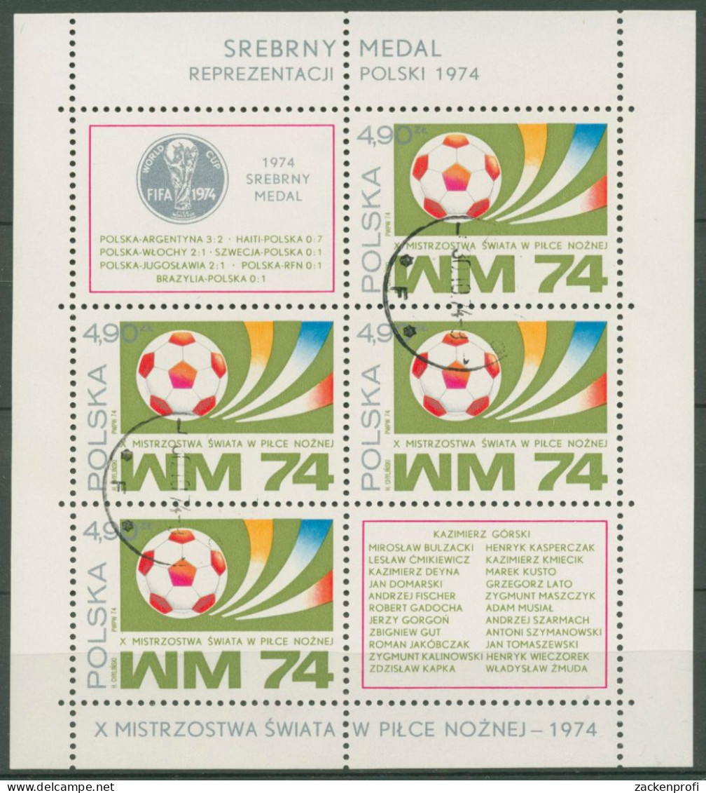 Polen 1974 Fußball-WM Deutschland Block 60 Gestempelt (C62889) - Blocs & Feuillets