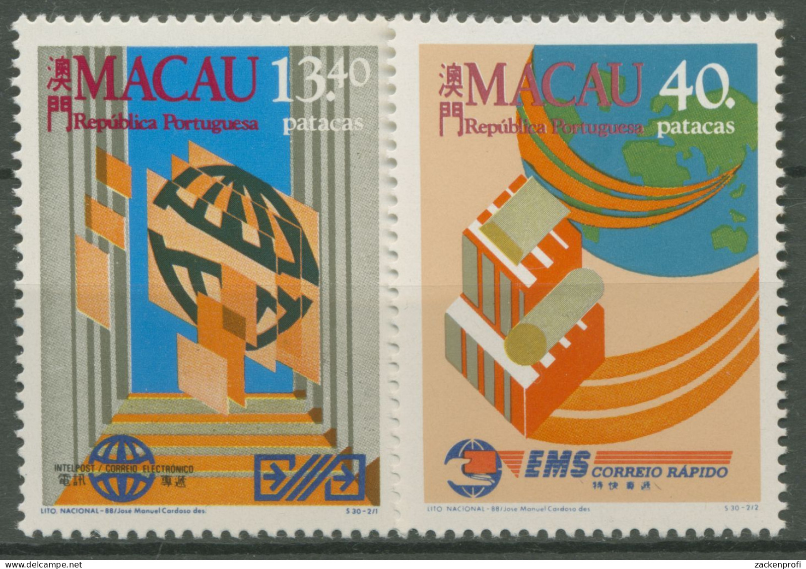 Macau 1988 Weltposttag Postdienst EMS 606/07 Postfrisch - Neufs
