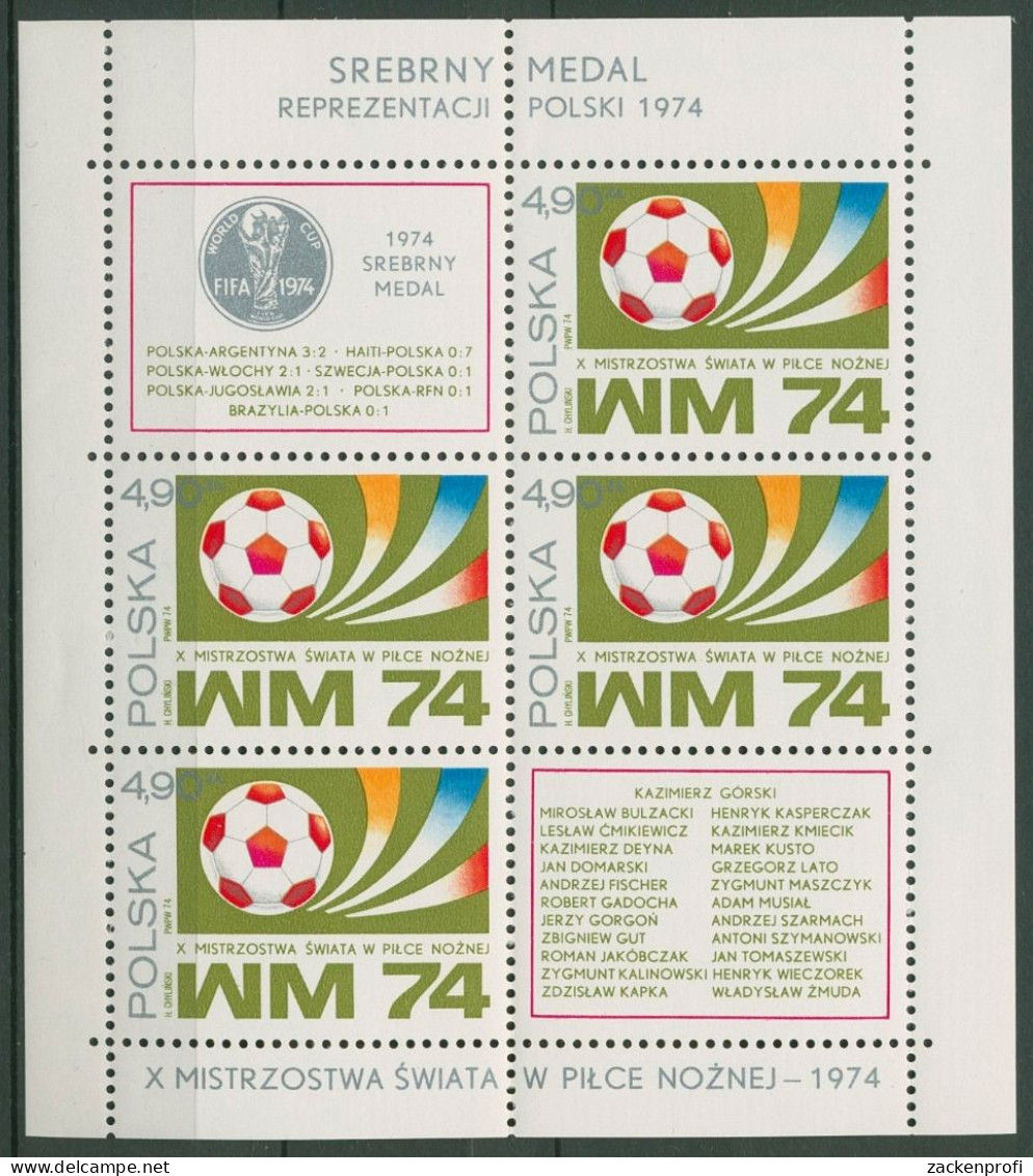 Polen 1974 Fußball-WM Deutschland Block 60 Postfrisch (C93286) - Blocs & Hojas