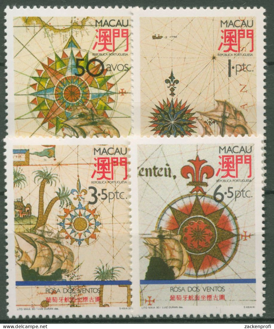 Macau 1990 Windrosen Von Alten Seekarten Schiffe 658/61 Postfrisch - Neufs