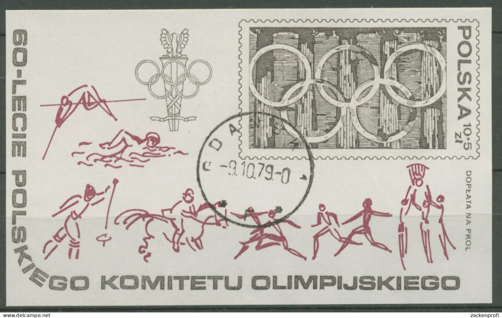 Polen 1979 Polnisches Olympisches Komitee Block 74 Gestempelt (C93303) - Blocs & Feuillets