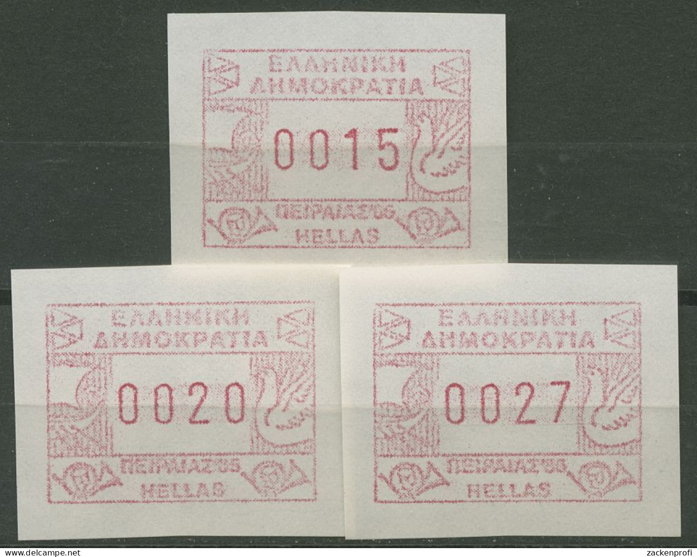 Griechenland 1985 Automatenmarken Galeere, Brieftaube Satz ATM 2 Z S1 Postfrisch - Machine Labels [ATM]