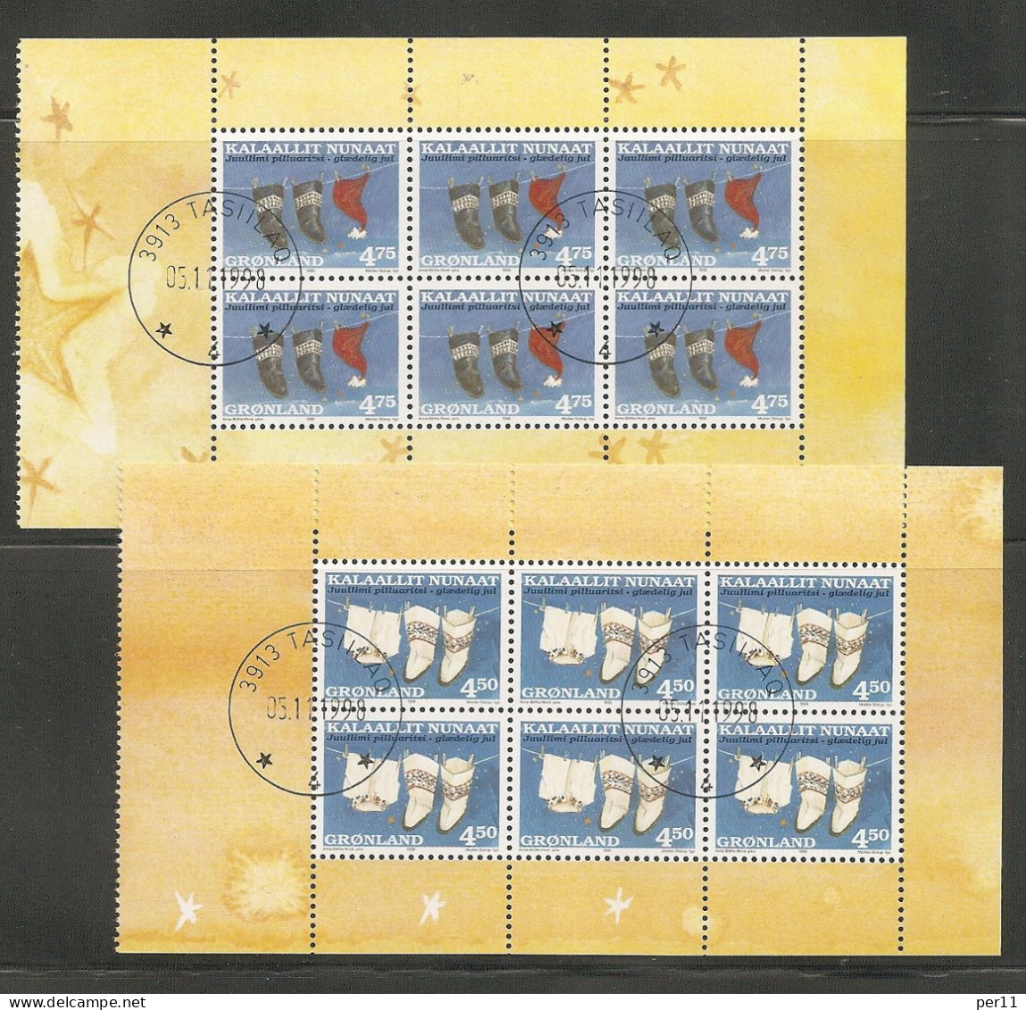 1998; Used / Gest.   Christmas 2 Blocks   (gr456) - Blocs