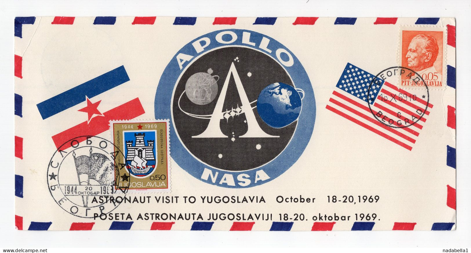 1969. YUGOSLAVIA,SERBIA,25 YEARS OF BELGRADE LIBERATION,APOLLO NASA US ASTRONAUT VISIT,SPECIAL CARD AND CANCELLATION - Briefe U. Dokumente