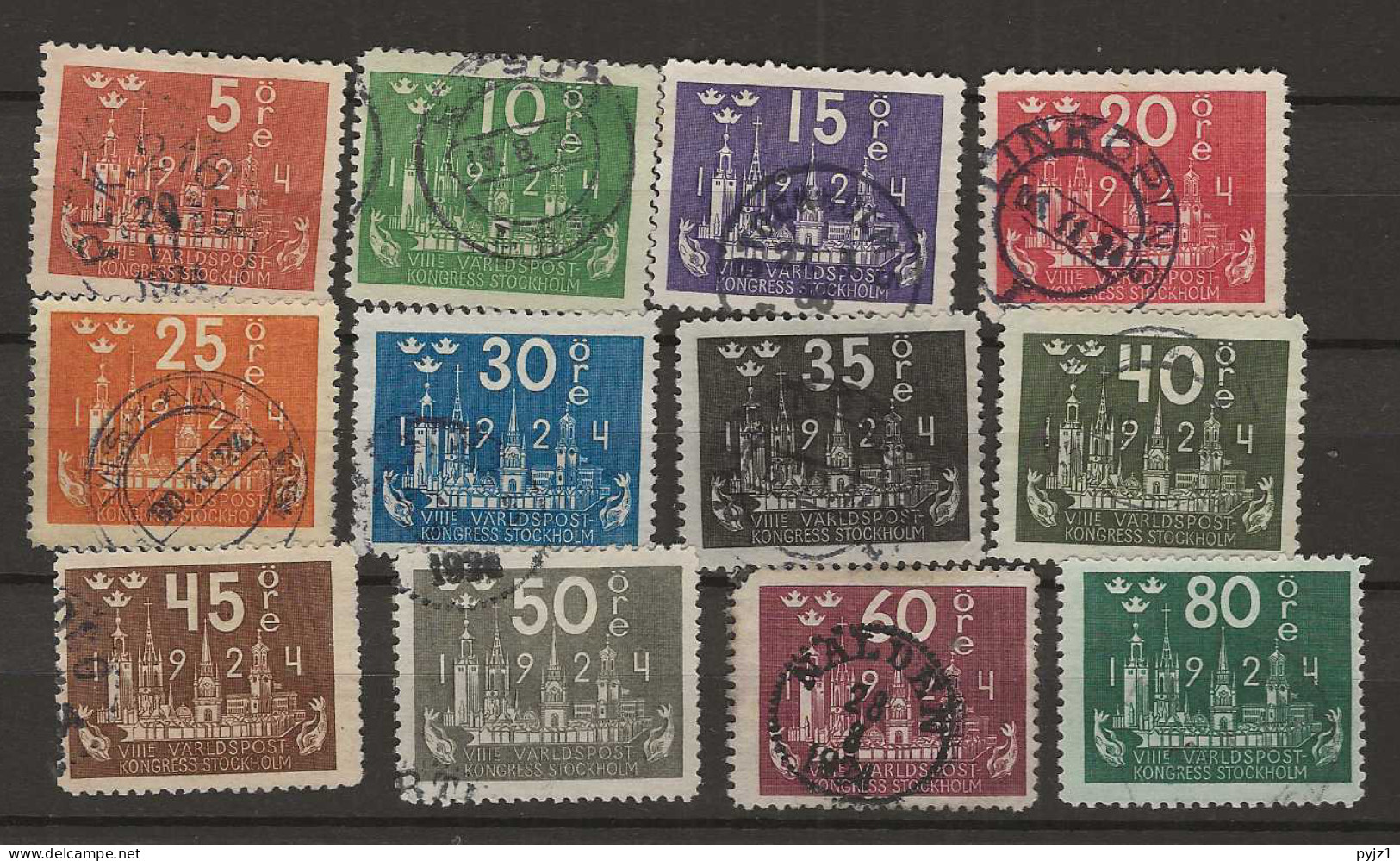 1924 USED Sweden Mi 144-56 Low Values From Set - Used Stamps