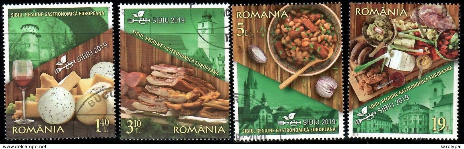 Romania, CTO, 2019, Mi. 7608-11, Sibiu, European Region Of Gastronomy - Used Stamps