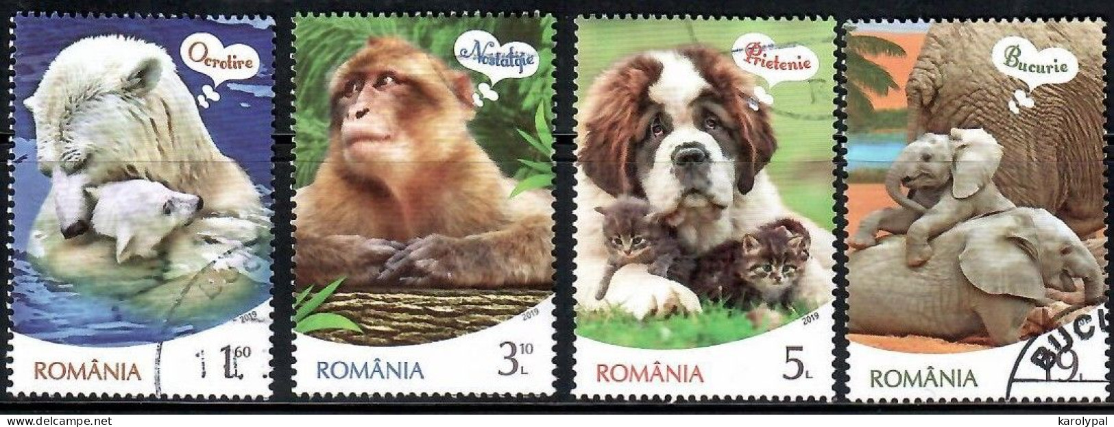 Romania, CTO, 2019, Mi. 7626-9, Animals Nostalgi - Usado