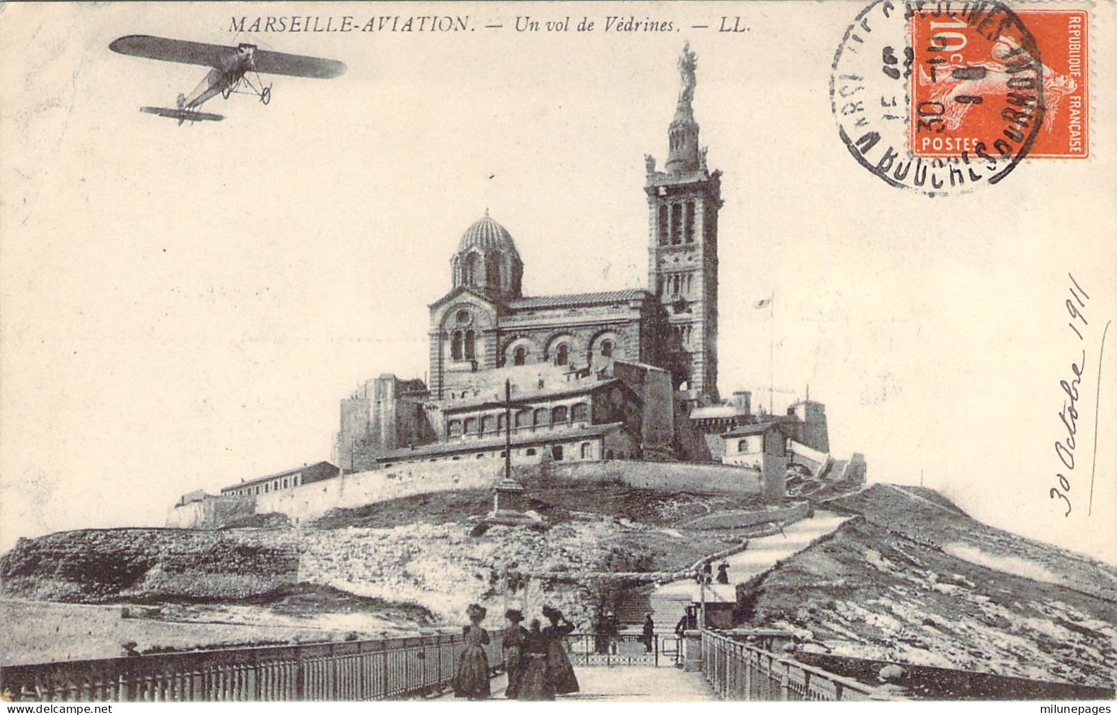 13 Bouches Du Rhône Marseille Aviation Un Vol De Védrines Au Dessus De Notre-Dame De La Garde , Bonne Mère !! - Weltausstellung Elektrizität 1908 U.a.