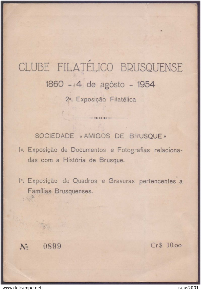 90th ANNIVERSARY OF THE FOUNDATION OF BRUSQUE AUGUST 4, 1860, LION, History Of Brusque, Brazil Card 1950 - 54 - Brieven En Documenten