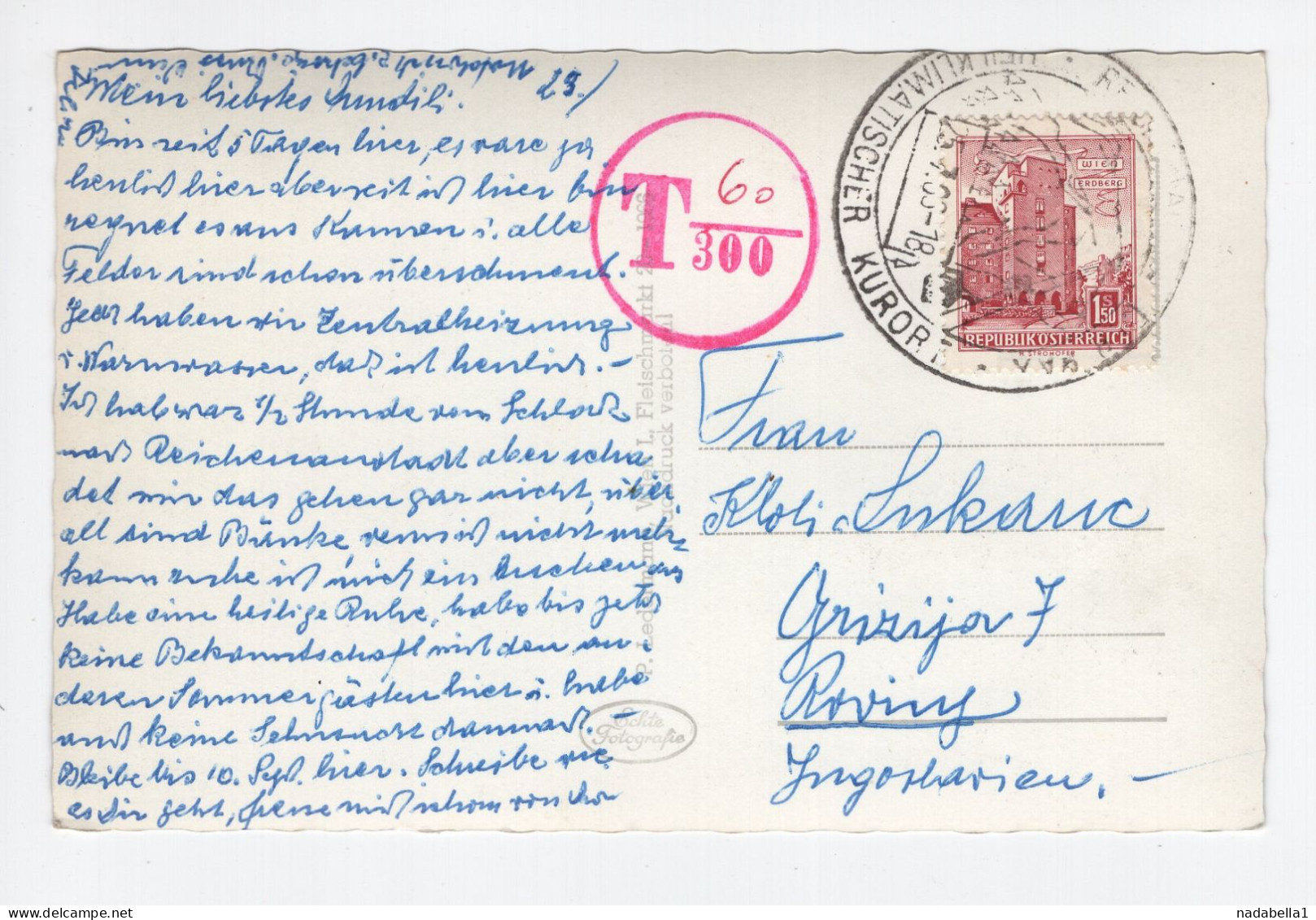 1966. AUSTRIA,SOLDEN,RECHENAU SPA,SPECIAL CANCELLATION,T,POSTAGE DUE,POSTCARD USED TO ROVINJ,YUGOSLAVIA - Sölden