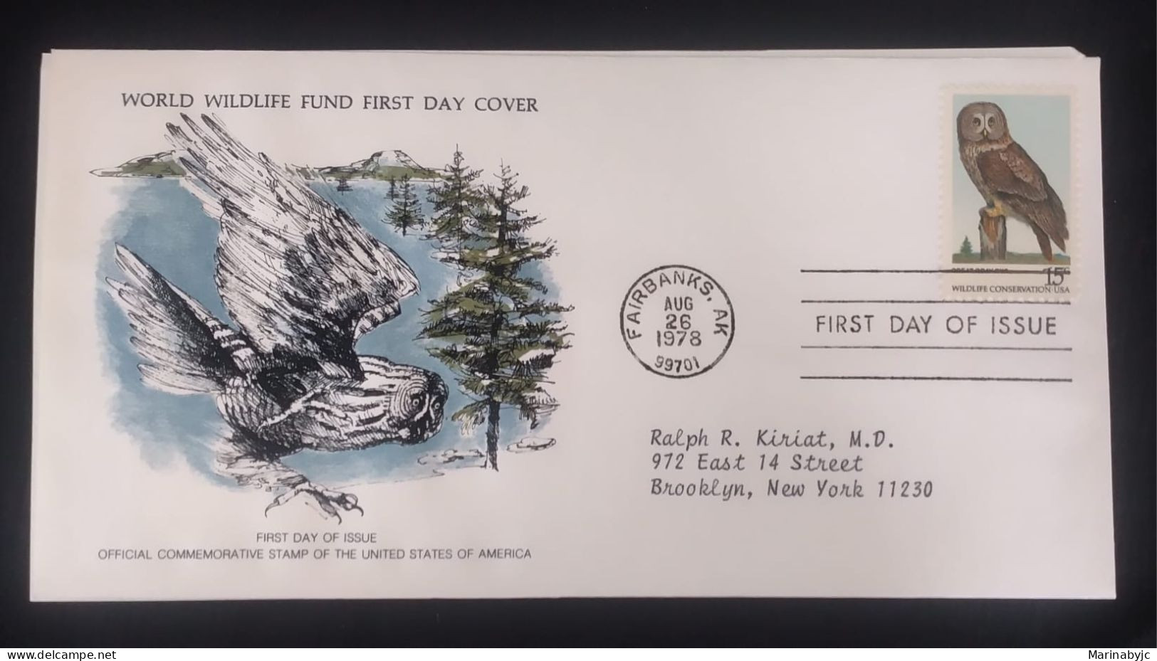 EL)1978 UNITED STATES, WORLD WILDLIFE FUND, WWF, FAUNA, OWLS, CIRCULATED TO NEW YORK - USA, FDC - Unused Stamps