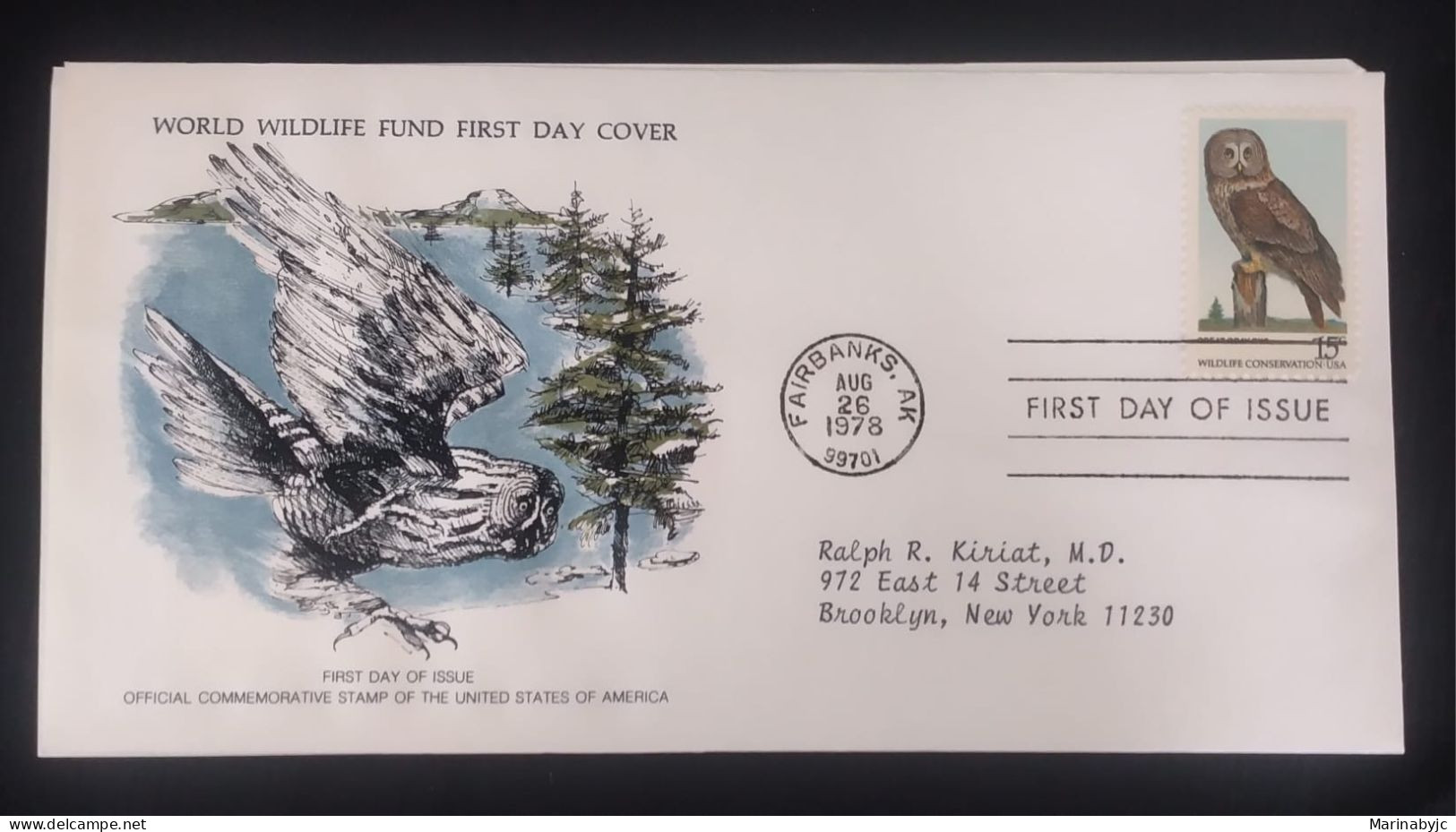 EL)1978 UNITED STATES, WORLD WILDLIFE FUND, WWF, FAUNA, OWLS, CIRCULATED TO NEW YORK - USA, FDC - Nuovi