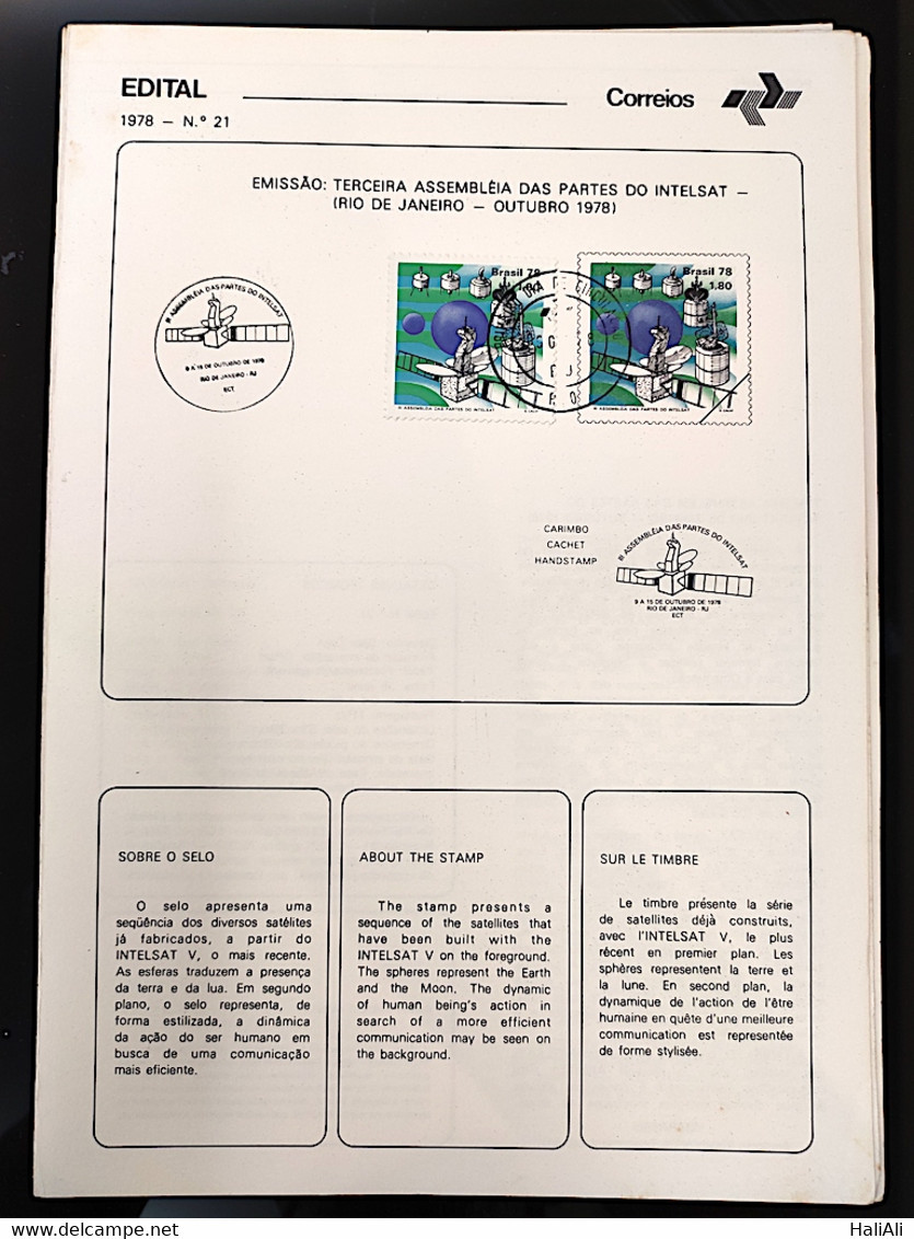 Edital 1978 21 Intelsat Communication Satelite With Stamp CBC And CPD RJ Rio - Brieven En Documenten