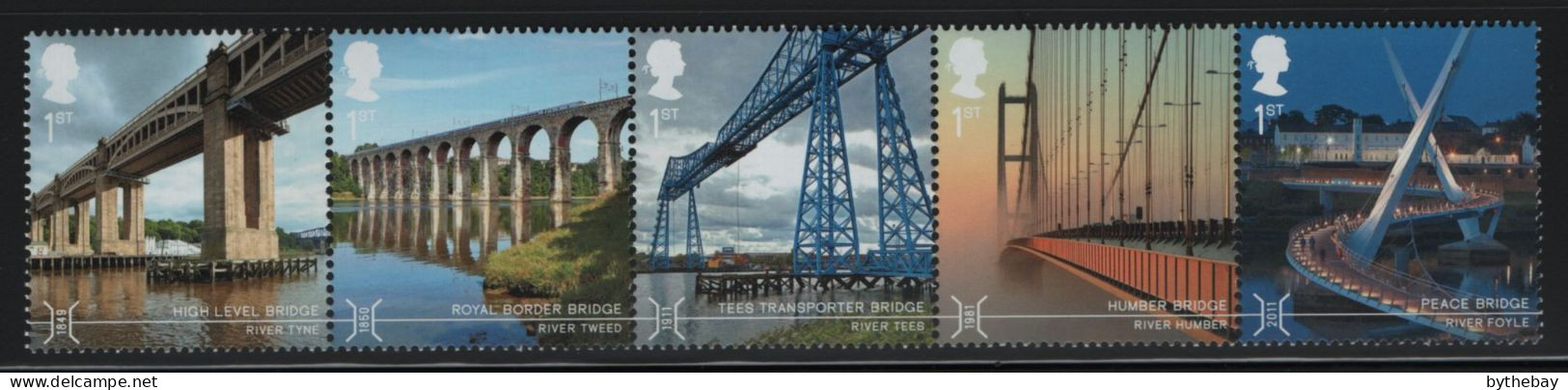 Great Britain 2015 MNH Sc 3380a 1st Bridges Strip Of 5 - Unused Stamps
