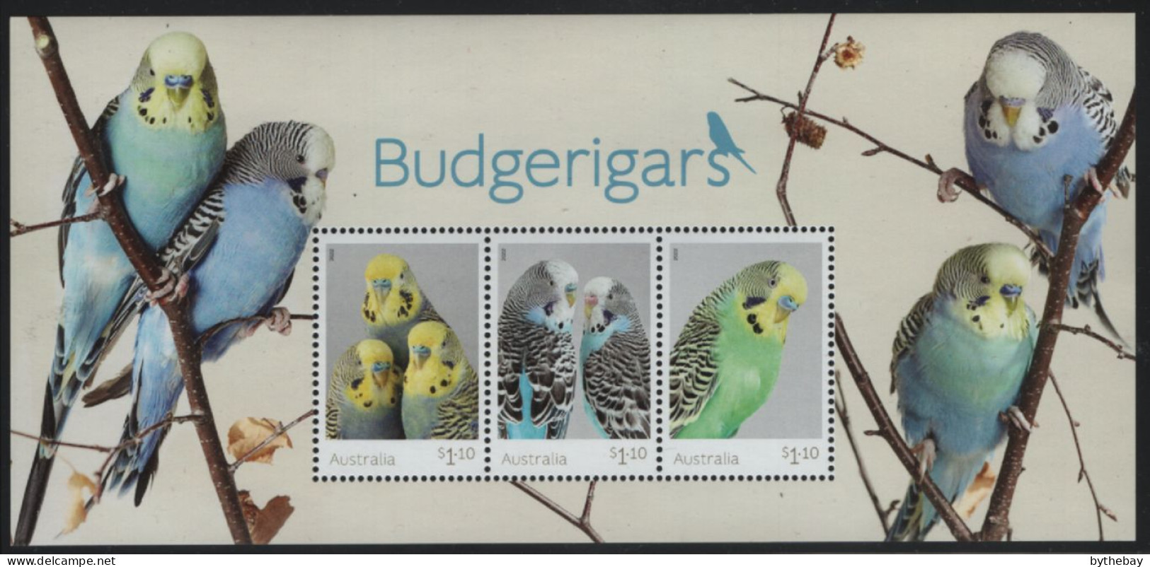 Australia 2022 MNH Sc 5482a Budgeriars Sheet Of 3 - Unused Stamps