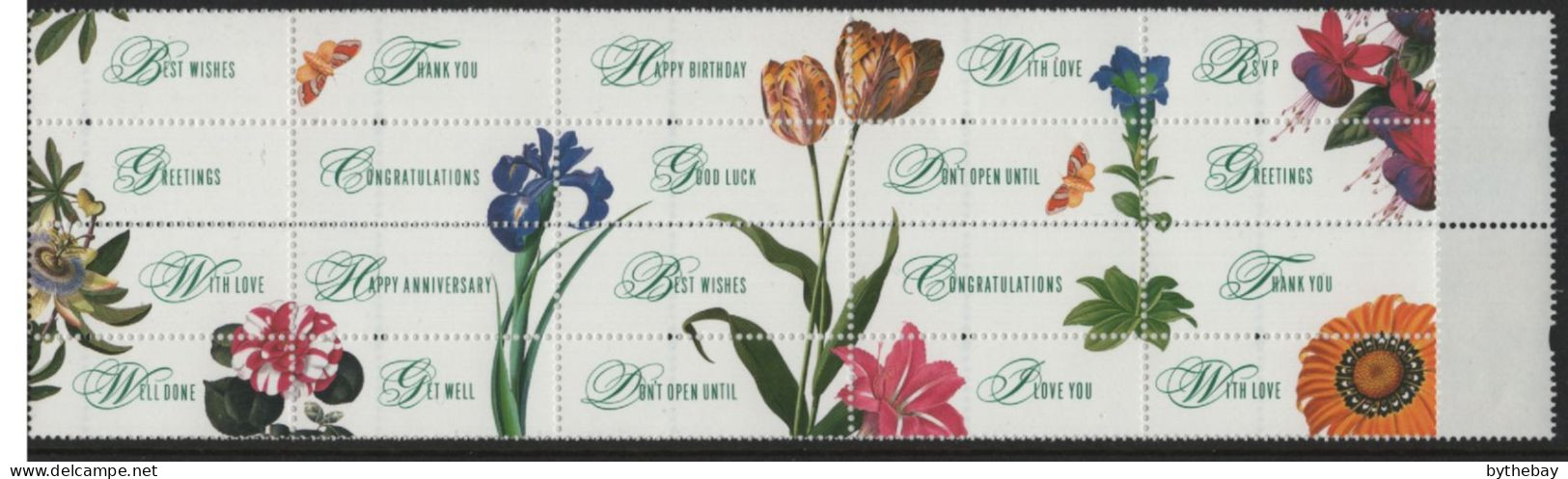 Great Britain 1997 MNH Sc 1722a 1st Flowers Pane Of 10 Plus 20 Labels - Unused Stamps