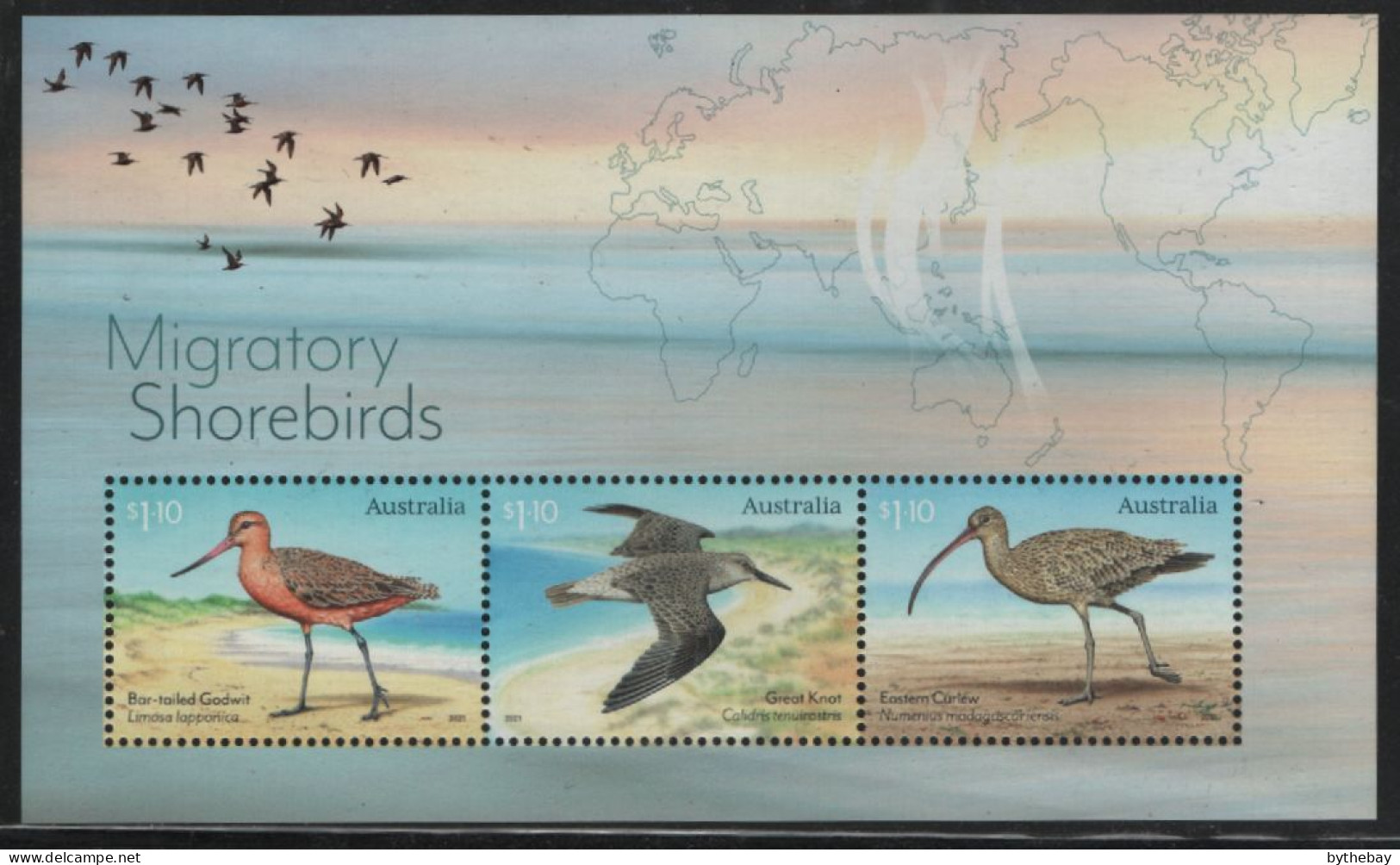 Australia 2021 MNH Sc 5298a Migratory Shorebirds Sheet Of 3 - Unused Stamps