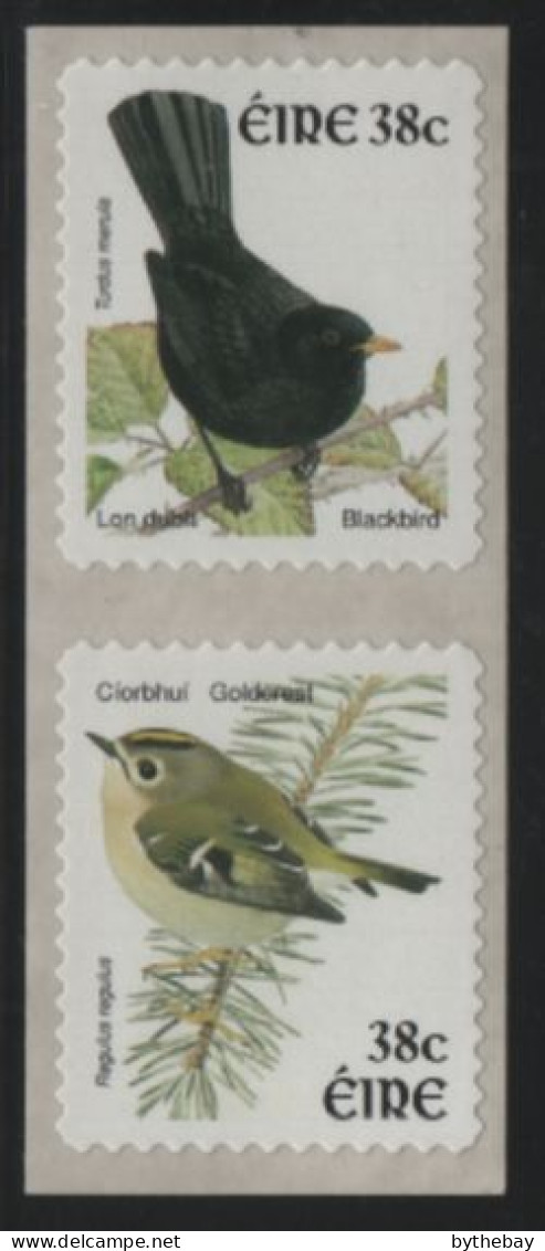 Ireland 2002 MNH Sc 1373a 38c Blackbird, Goldcrest Coil Pair Perf 11 X 11.25 - Ongebruikt