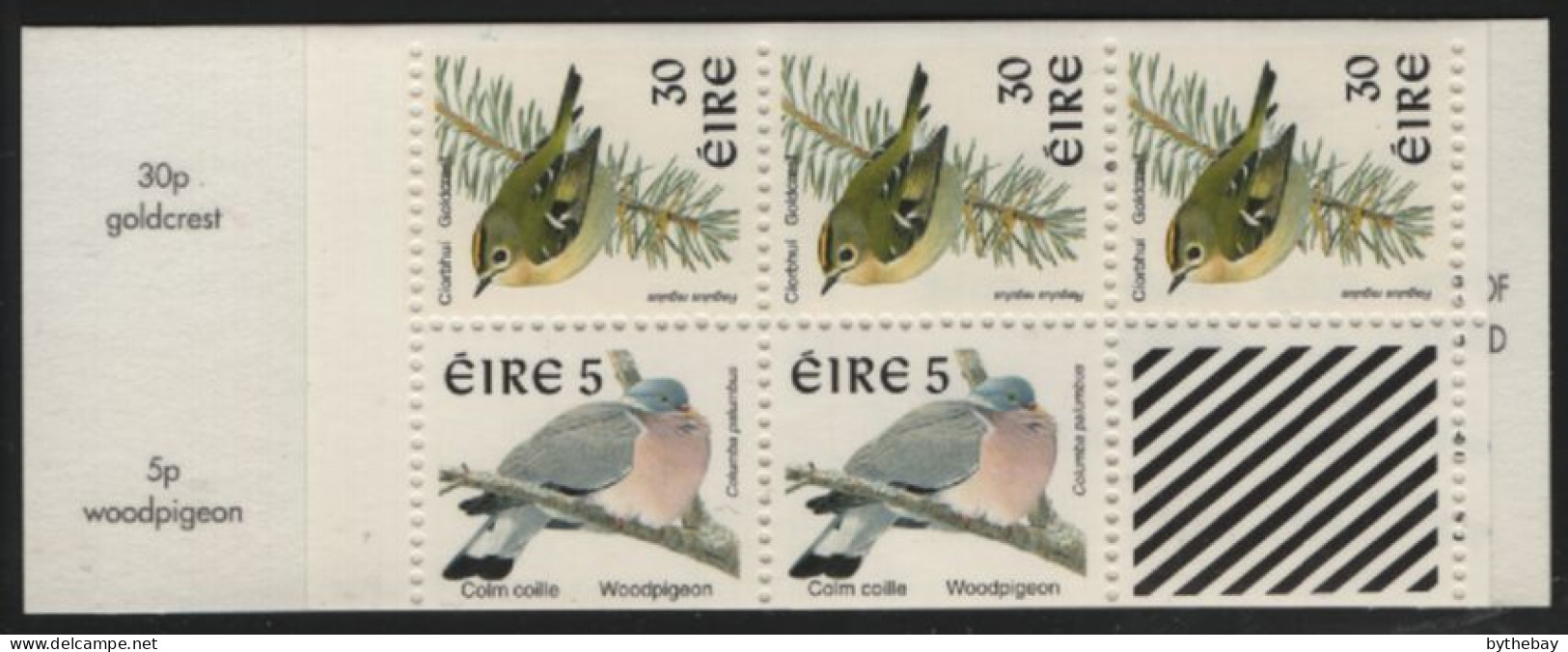 Ireland 1998-99 MNH Sc 1113c 30p Goldcfrest, 5c Wood Pigeon Booklet - Unused Stamps