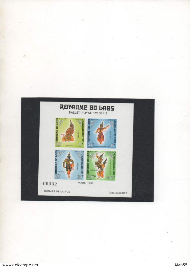 LAOS.1969." BALLET ROYAL" . BLOC-FEUILLET N°43 .1ERE SERIE.NON DENTELE. NEUFS**.1ER CHOIX. - Laos