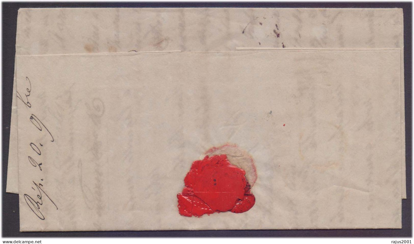 STAMP LESS, STAMPLESS Red Postmark 14th November 1845 Folded Cover - ...-1840 Vorläufer