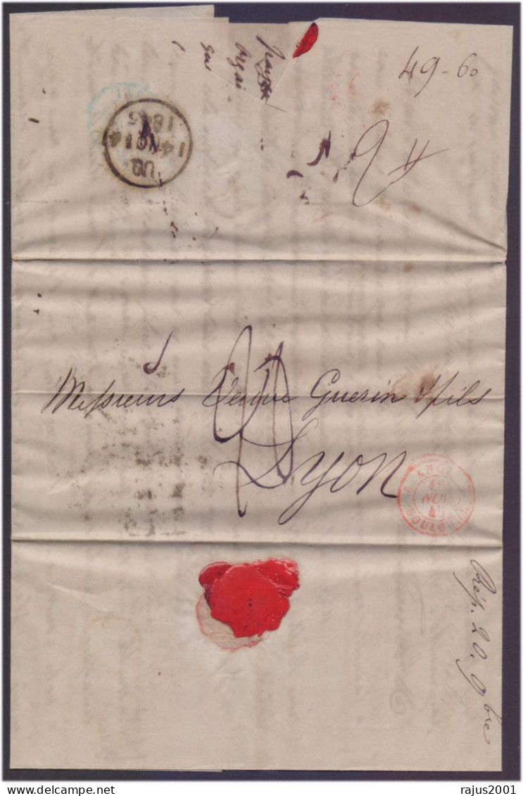 STAMP LESS, STAMPLESS Red Postmark 14th November 1845 Folded Cover - ...-1840 Voorlopers