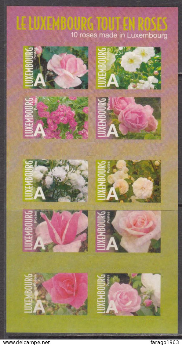 2010 Luxembourg Roses Flowers Complete Miniature Sheet Of 10 MNH @ BELOW FACE VALUE - Nuevos