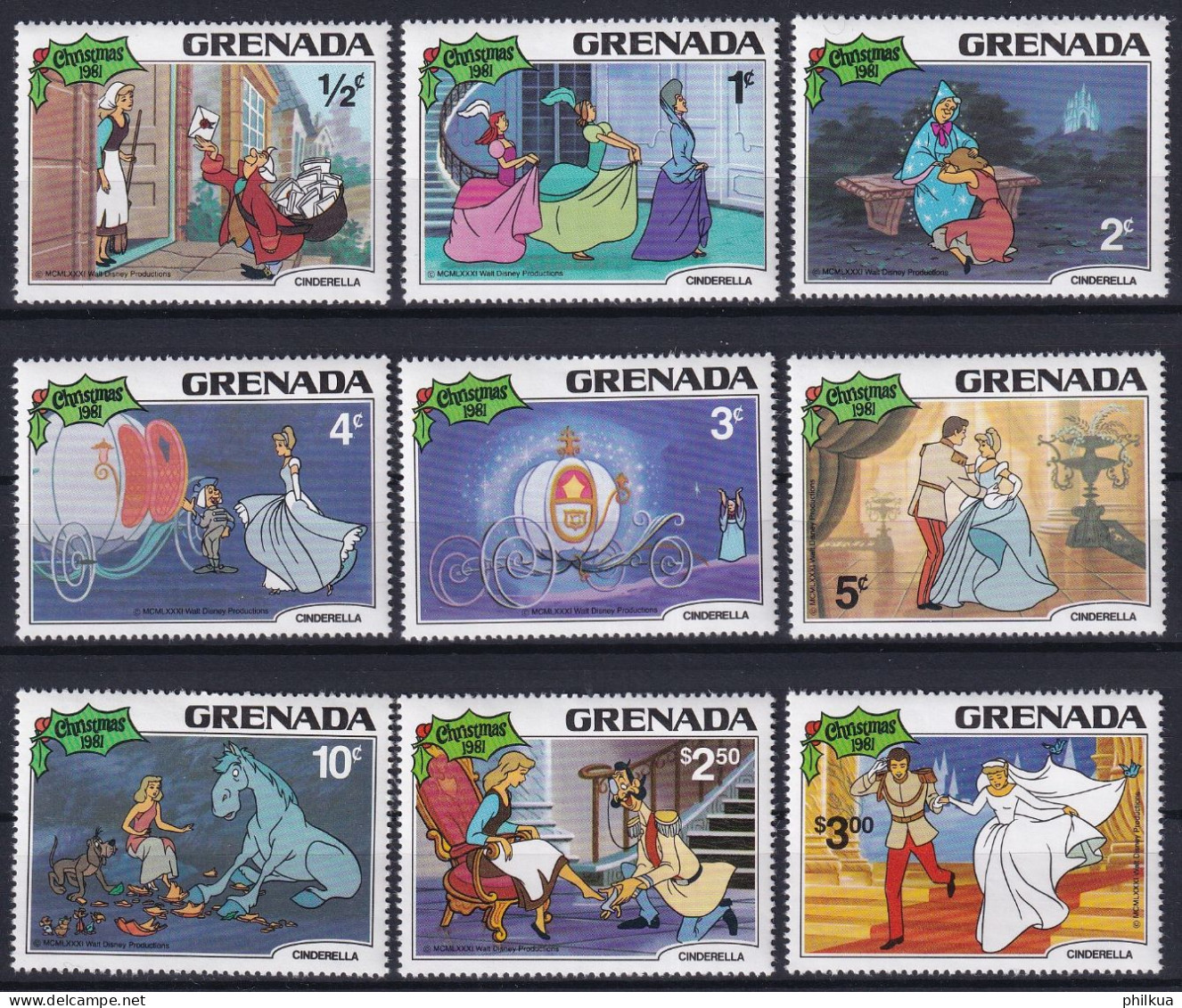 MiNr. 1109 - 1117 Grenada  1981, Nov. Weihnachten: Walt-Disney-Figuren - Postfrisch/**/MNH - Grenada (1974-...)