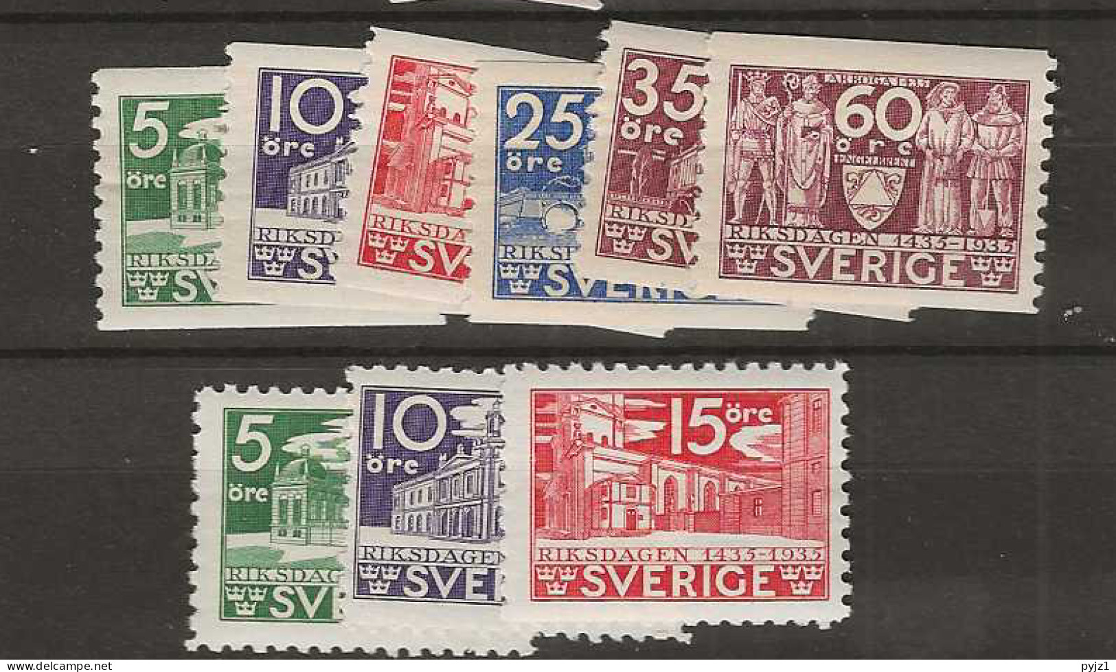 1935 MNH Sweden Mi 221-26 Postfris** - Ongebruikt