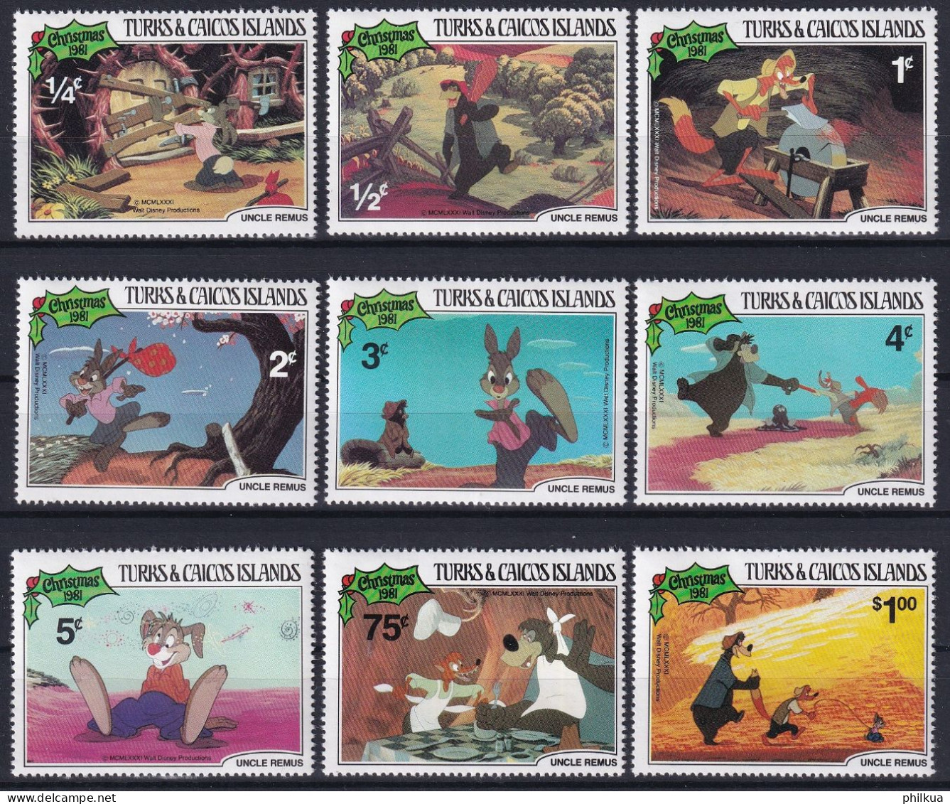 MiNr. 554 - 562 Turks- Und Caicos-Inseln 1981, 2. Nov. Weihnachten: Walt-Disney-Figuren - Postfrisch/**/MNH - Turcas Y Caicos