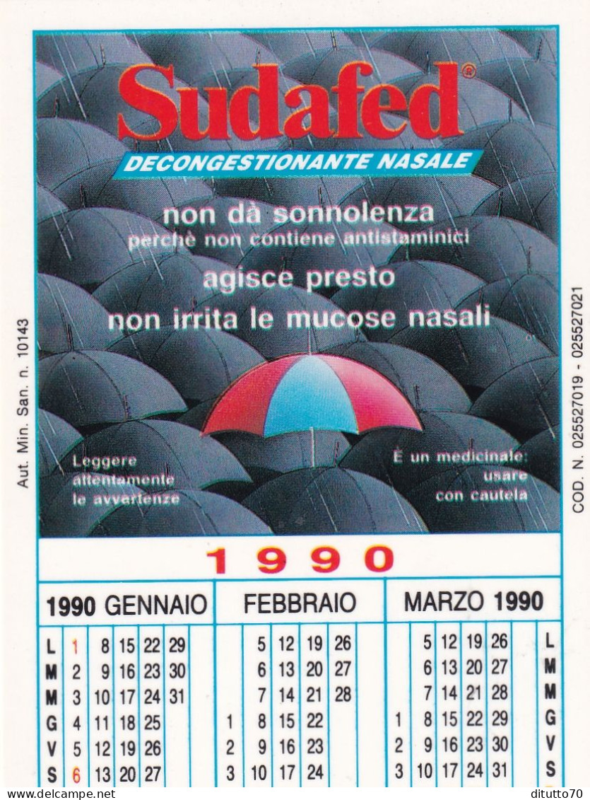 Calendarietto - SUDAFED - Contro Il Raffreddore - Anno 1990 - Klein Formaat: 1981-90