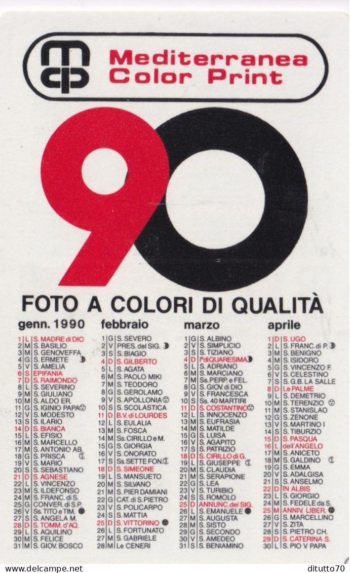 Calendarietto -mediterranea Color Trin - AFGA - Palermo - Anno 1990 - Kleinformat : 1981-90