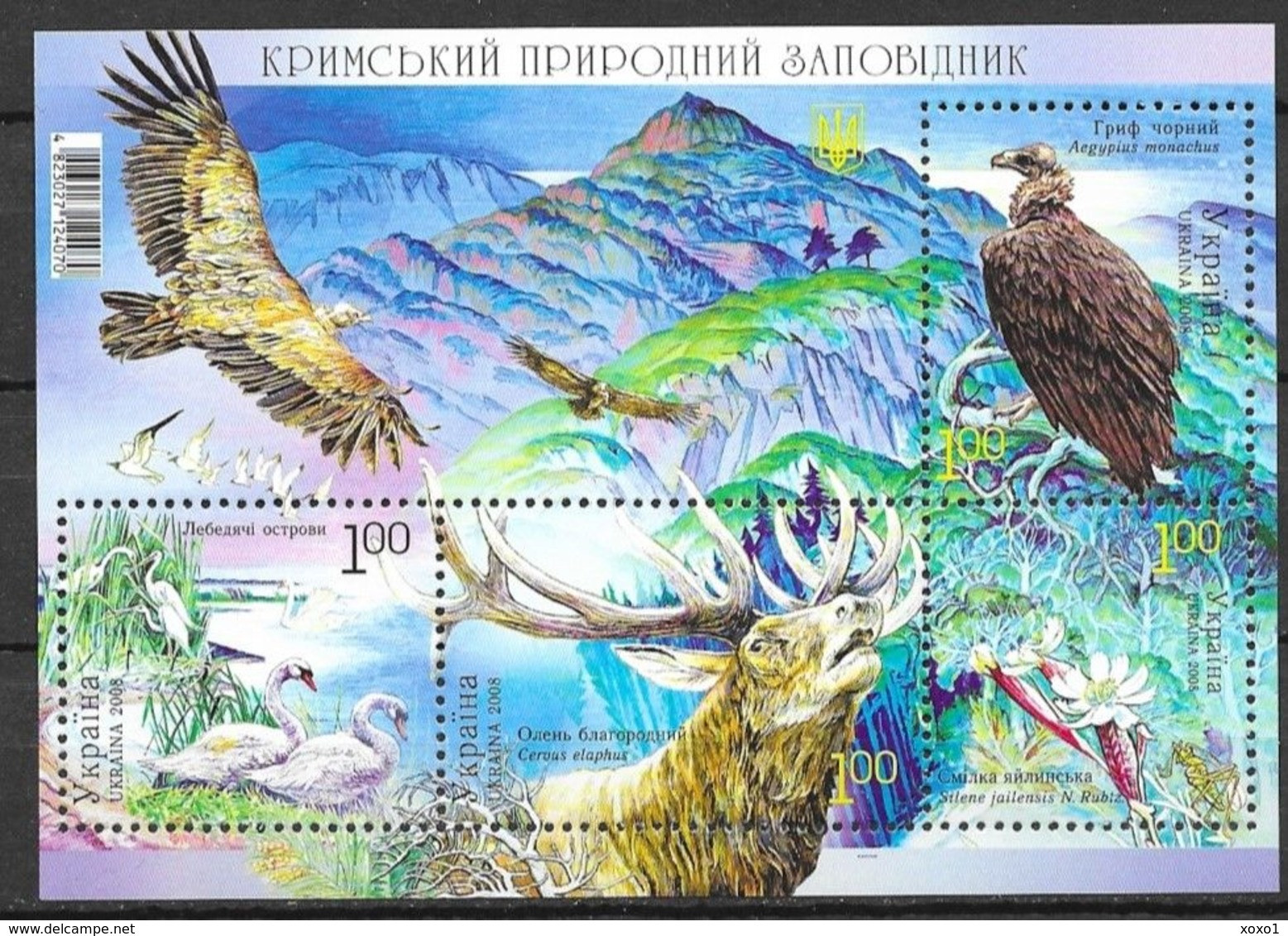 Ukraine 2008 MiNr. 973 - 976 (Block 68) Crimea Nature Reserve Birds Animals Plants S\sh  MNH ** 3,20 € - Aigles & Rapaces Diurnes