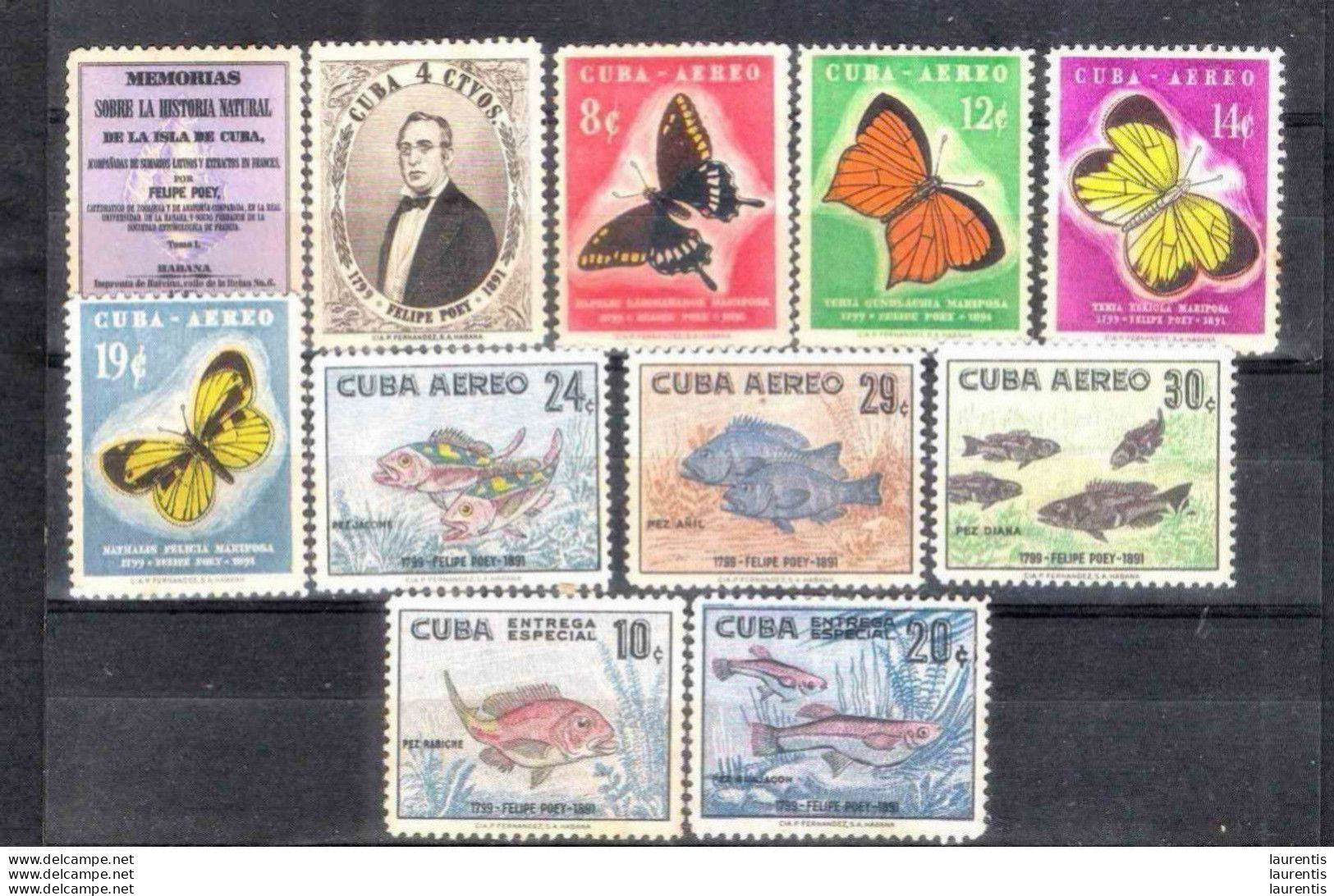 575  Felipe Poey 1958 - Butterflies - Fishes -  No Gum - Cb - 14,50 (80) - Vlinders