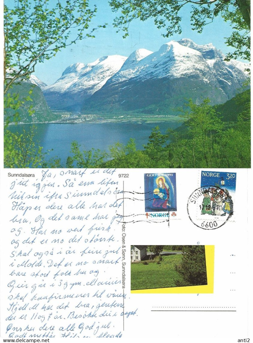 Norway Postcard 1991 Sunndalsøra    - Cancelled Sunndalsøra17.12.91 - Cartas & Documentos