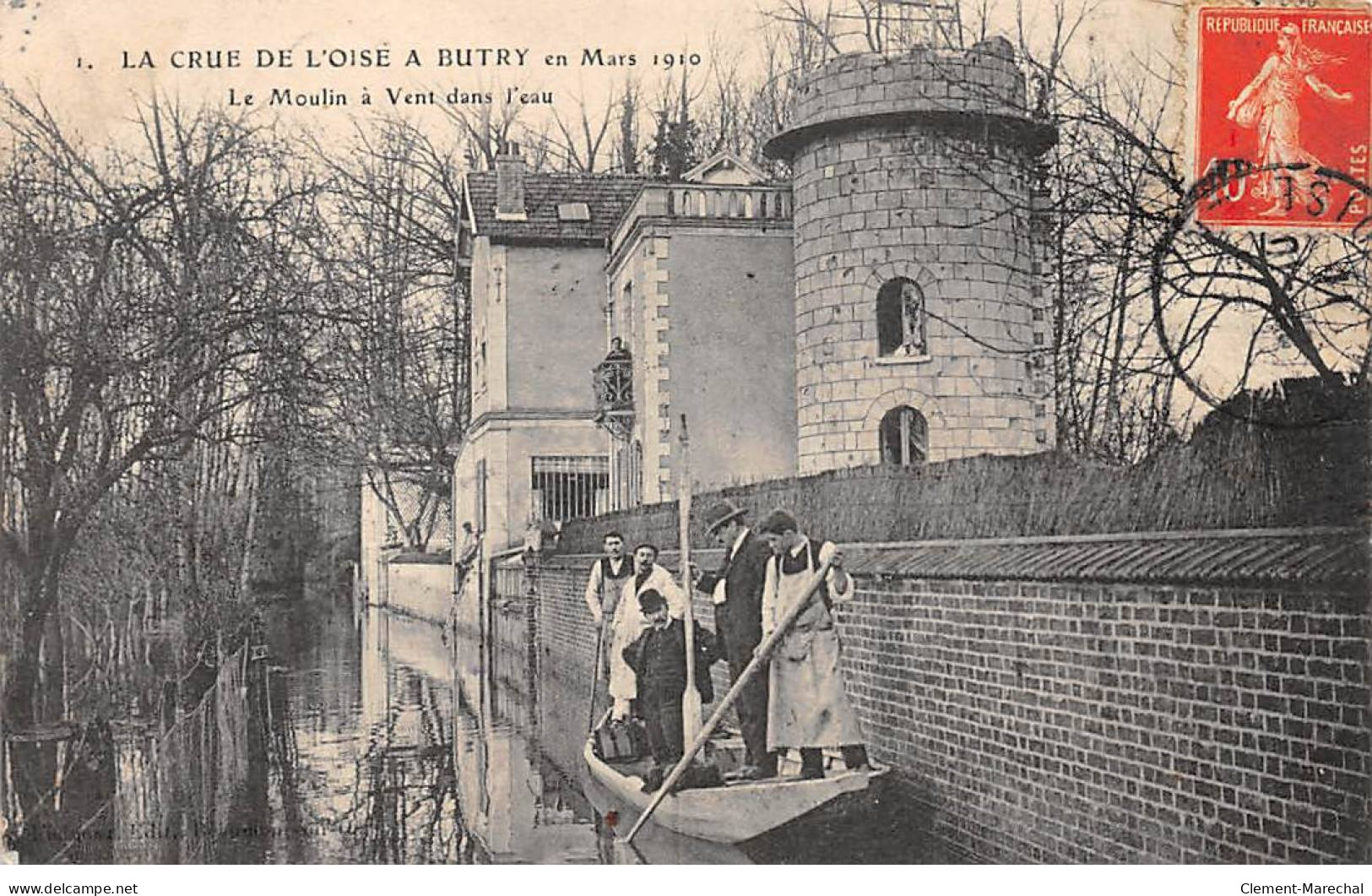 La Crue De L'Oise à BUTRY En Mars 1910 - Le Moulin à Vent Dans L'Eau - état - Butry