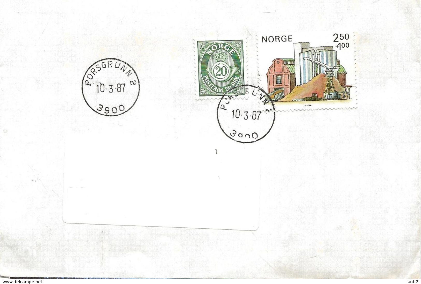 Norway  1986   Cover Cancelled Porsgrunn 10.3.87   On  Mi 950 Factory Building, Crane - Briefe U. Dokumente