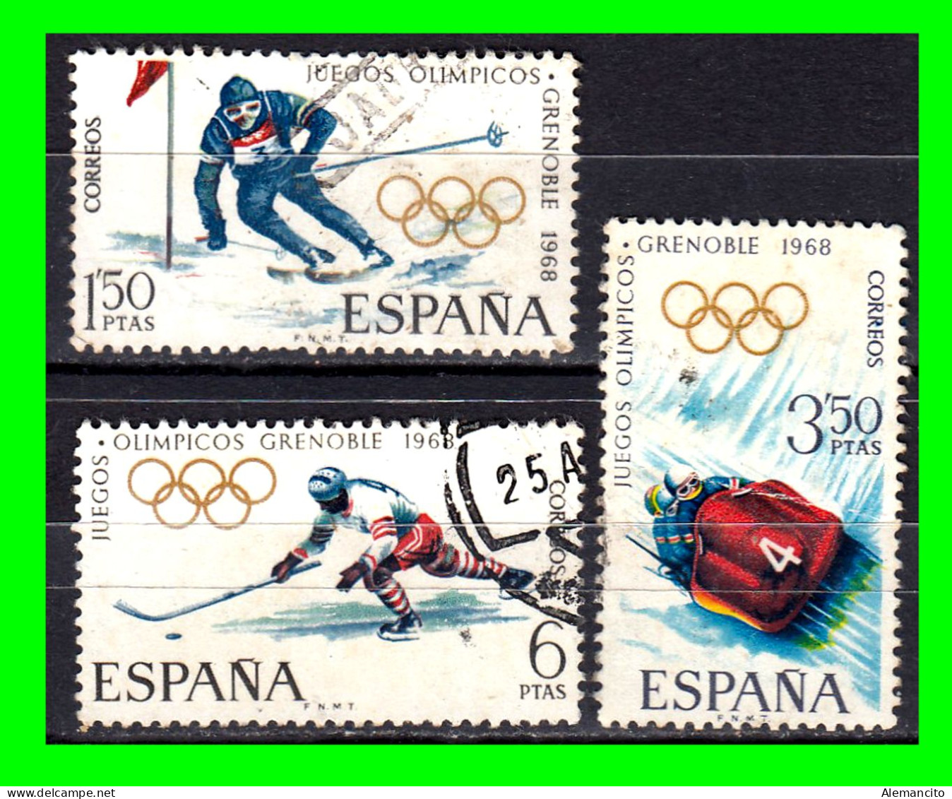 ESPAÑA.-  SELLOS AÑOS 1968 - JUEGOS OLIMPICOS DE INVIERNO EN GRENOBLE  .- SERIE - Usados