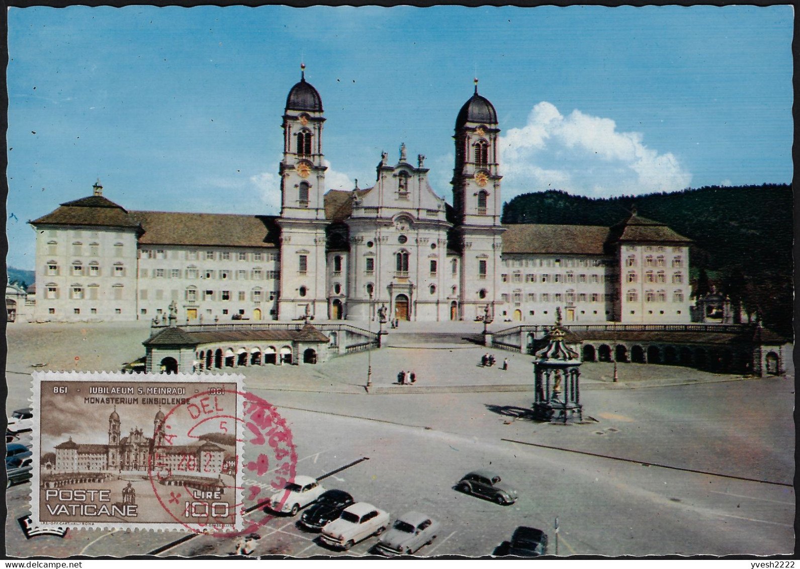 Vatican 1961 Y&T 318 Sur Carte Maximum. Saint Meinrad. Monastère Bénédictin D'Einsiedeln, Suisse. Vierge Noire - Abbayes & Monastères