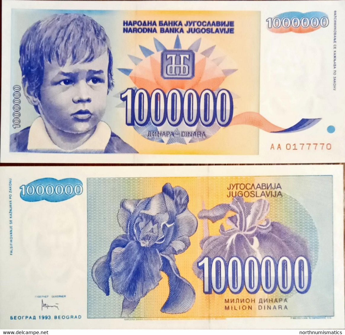 Yugoslavia 1000000 Dinara  Unc  1993 - Yugoslavia