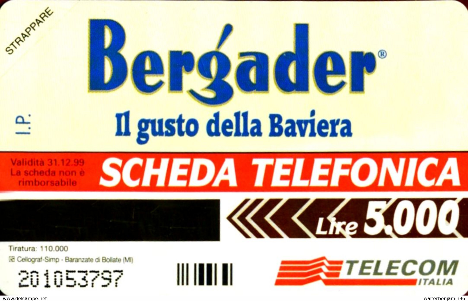 G 691 C&C 2759 SCHEDA TELEFONICA NUOVA MAGNETIZZATA BERGADER - Openbaar Speciaal Over Herdenking