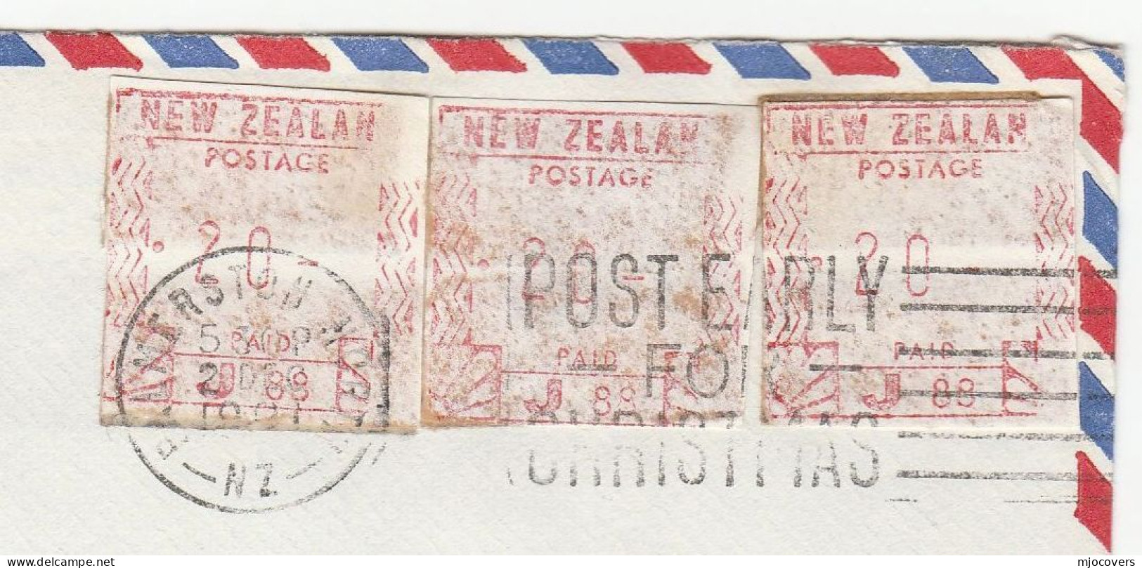 3 METER Stamps STUCK To COVER USED At POSTAGE On AIRMAIL Cover NEW ZEALAIND To Beforf GB Christmas SLOGAN  1981 - Briefe U. Dokumente