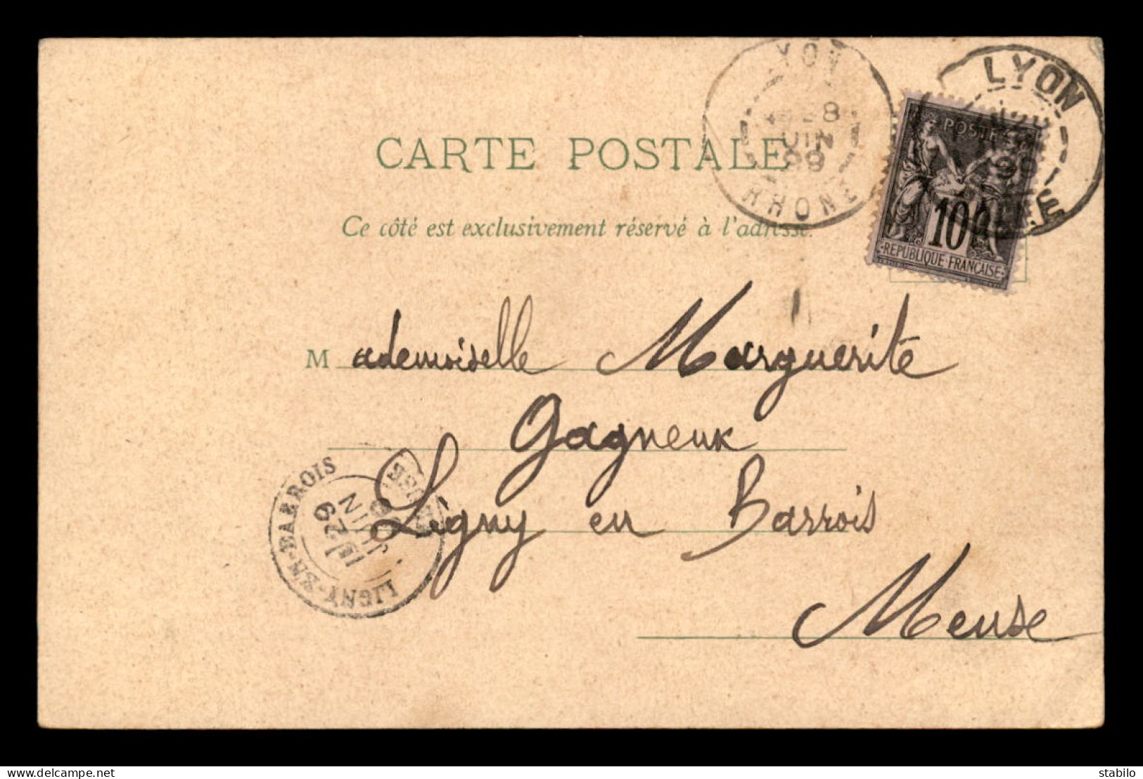 69 - LYON - VUE GENERALE PRISE DE FOURVIERE - CARTE LITHOGRAPHIQUE VOYAGE EN 1899 - Lyon 4