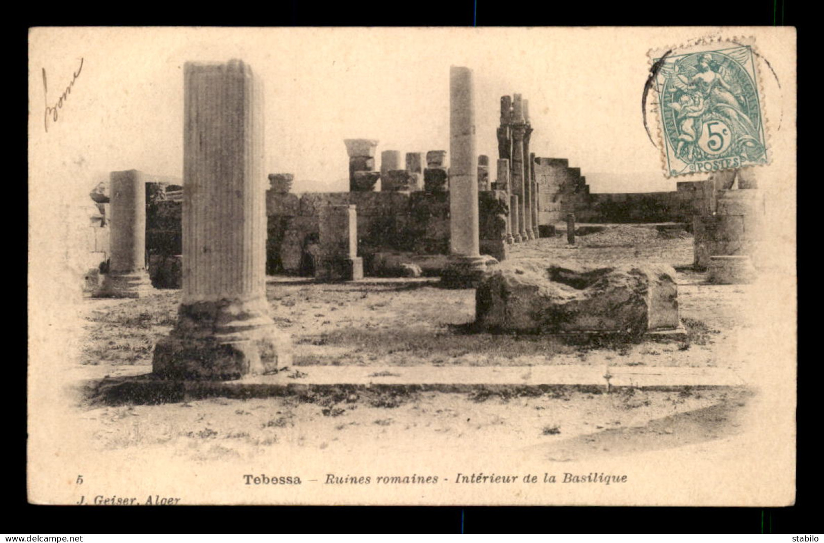 ALGERIE - TEBESSA - RUINES ROMAINES - INTERIEUR DE LA BASILIQUE - EDITEUR GEISER - Tébessa