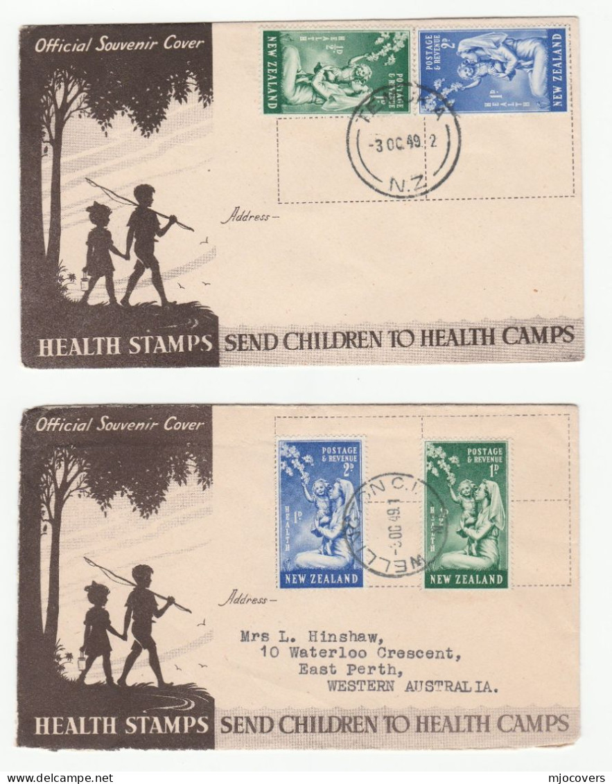 4 X 1949 Diff Postmark CHILDREN  HEALTH New Zealand FDCs Fdc Cover Stamps - FDC